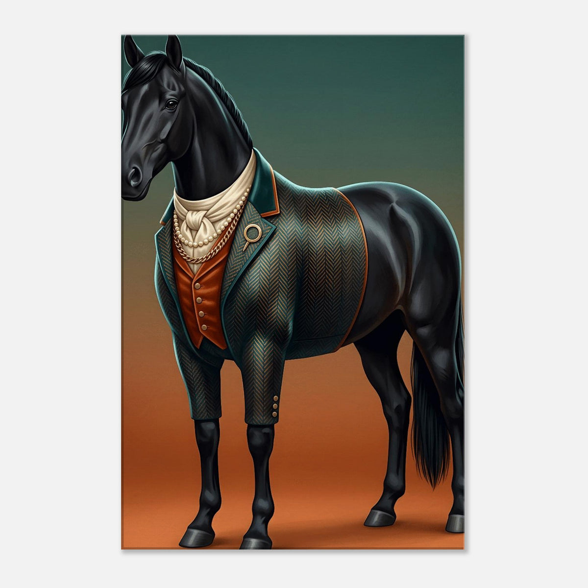 Majestic Black Stallion Canvas Wall Art | Equestrian Elegance For Horse Lovers | Tweed Jacket Inspiration