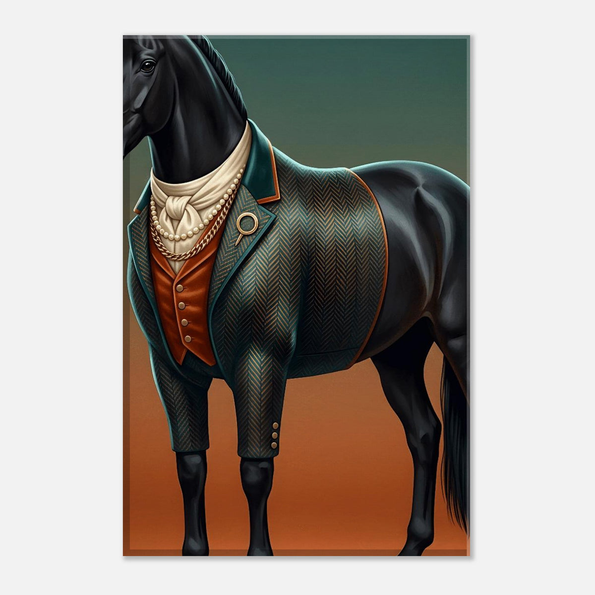 Majestic Black Stallion Canvas Wall Art | Equestrian Elegance For Horse Lovers | Tweed Jacket Inspiration