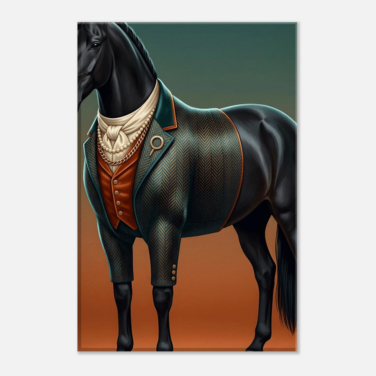 Majestic Black Stallion Canvas Wall Art | Equestrian Elegance For Horse Lovers | Tweed Jacket Inspiration