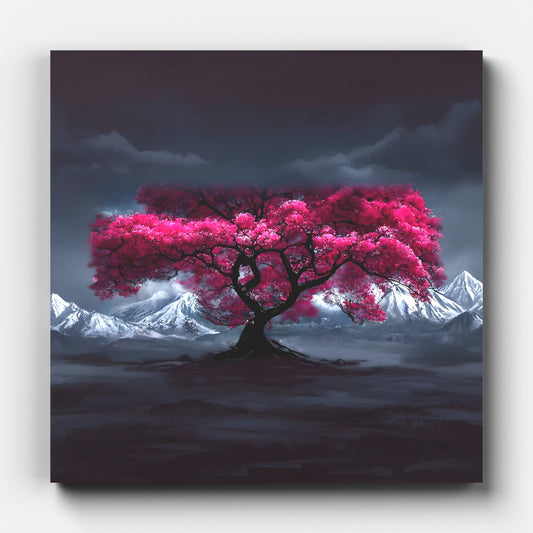 Mount Fuji Cherry Blossom Canvas Art: Serene Japanese Landscape