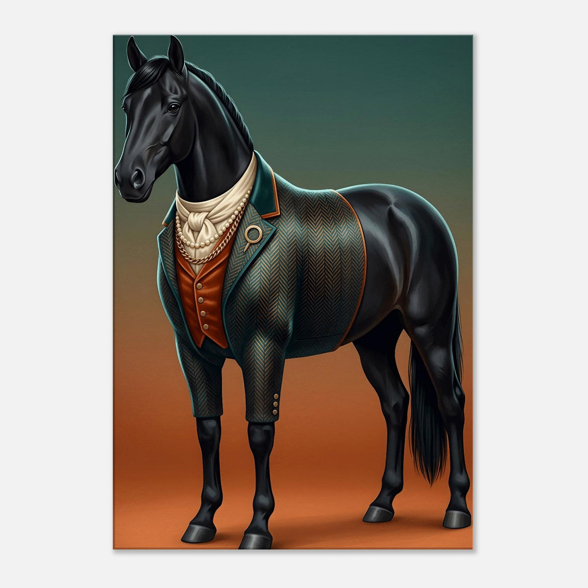 Majestic Black Stallion Canvas Wall Art | Equestrian Elegance For Horse Lovers | Tweed Jacket Inspiration