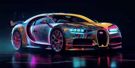 Bugatti Chiron Canvas Art – Iconic Colors, Modern Home Decor for Auto Lovers
