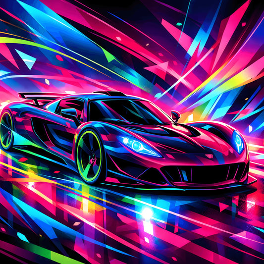 Car Neon Hennessey Venom GT Neon Wall Art | Canvas Print | Automotive Decor - Canvas Art