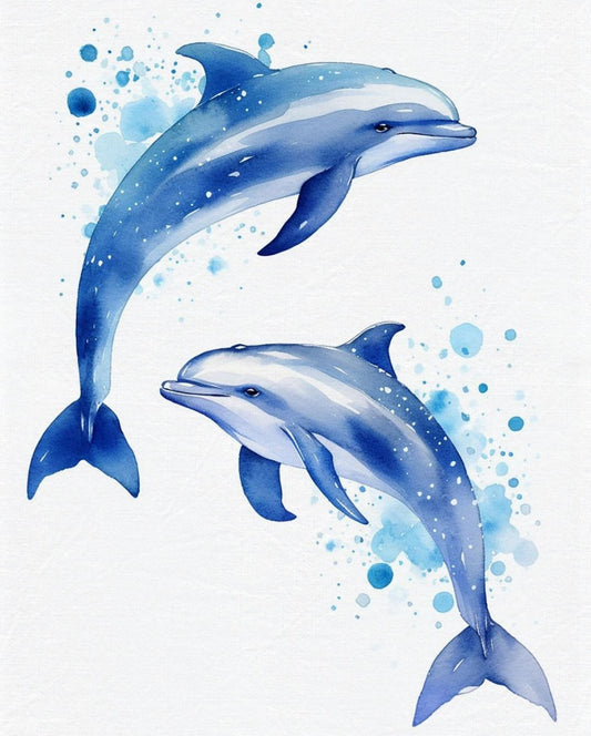 Dolphin Watercolor Art Prints: Minimalist Ocean Home Decor
