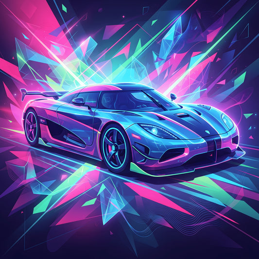 Koenigsegg Agera RS Neon Art | Canvas Print | Wall Decor - Canvas Art