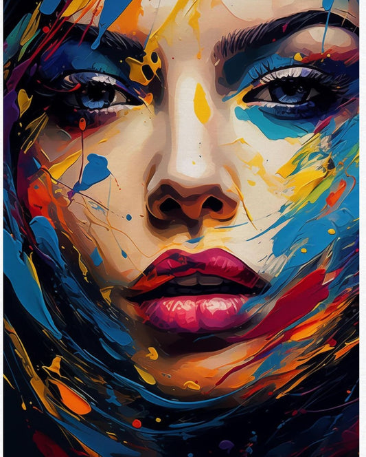 Woman's Face Canvas Print: Colorful Abstract Portrait Art
