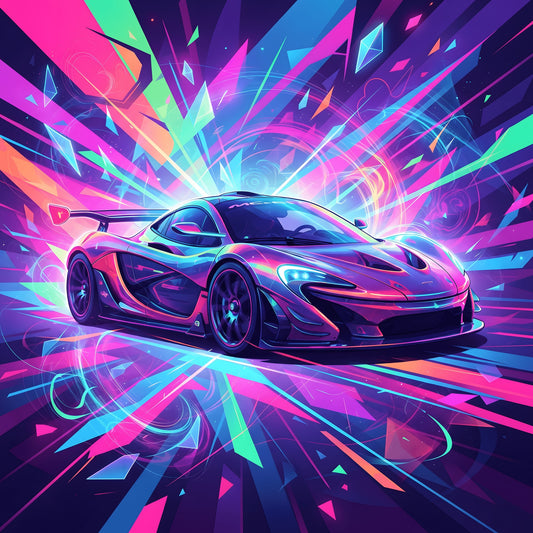 McLaren P1 GTR Neon Art | Canvas Print | Wall Decor - Canvas Art