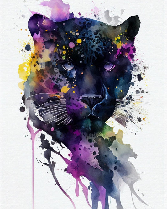Panther Watercolor Canvas Art: Mysterious Big Cat Decor