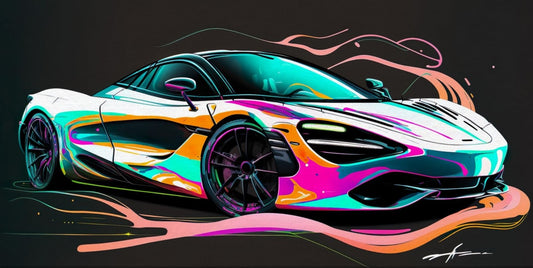 McLaren Neon Abstract Wall Art – Futuristic Sports Car Decor, Unique Wall Art
