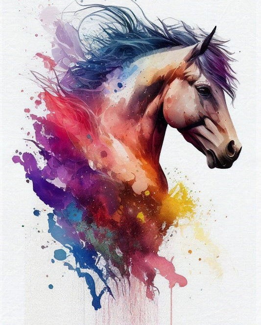 Mustang Watercolor Art Print: American West Canvas Decor