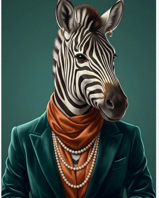 Zebra Wearing Pearls — canvas wall art