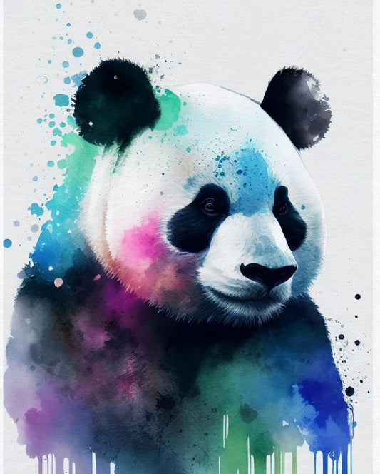 Watercolor Panda Canvas Art: Colorful Animal Wall Decor