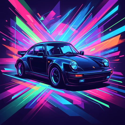 Porsche 930 Turbo Neon Art | Canvas Print | Wall Decor - Canvas Art