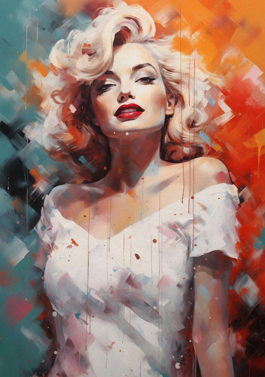 Marilyn Monroe Off-Shoulder Canvas Art – Iconic Watercolor Style, Wall Decor