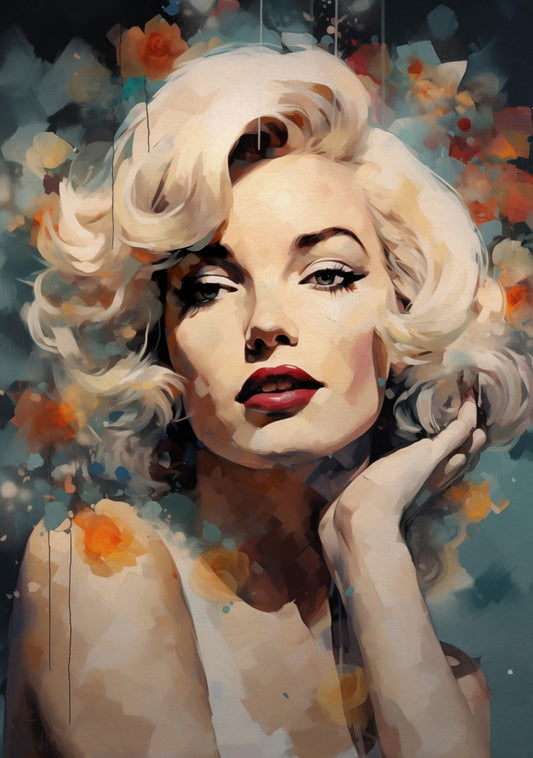 Marilyn Monroe Watercolor Canvas Art – Elegant Portrait for Iconic Home Decor