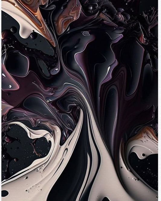Abstract Ink Splashes Canvas Art: Photorealistic Marble Impression