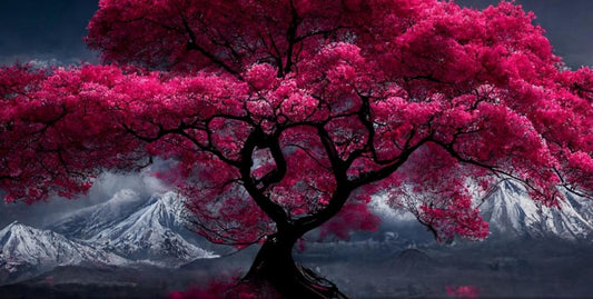 Mount Fuji Cherry Blossom Canvas Art: Serene Japanese Landscape