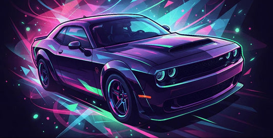 Dodge Challenger Demon Neon Art | Canvas Print Wall Art | Car Decor - Canvas Art