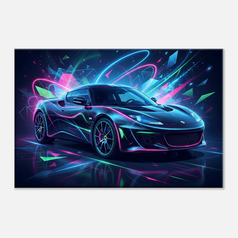 Lotus Evora Neon Art | Canvas Wall Decor | Car Aesthetic Print - Canvas Art