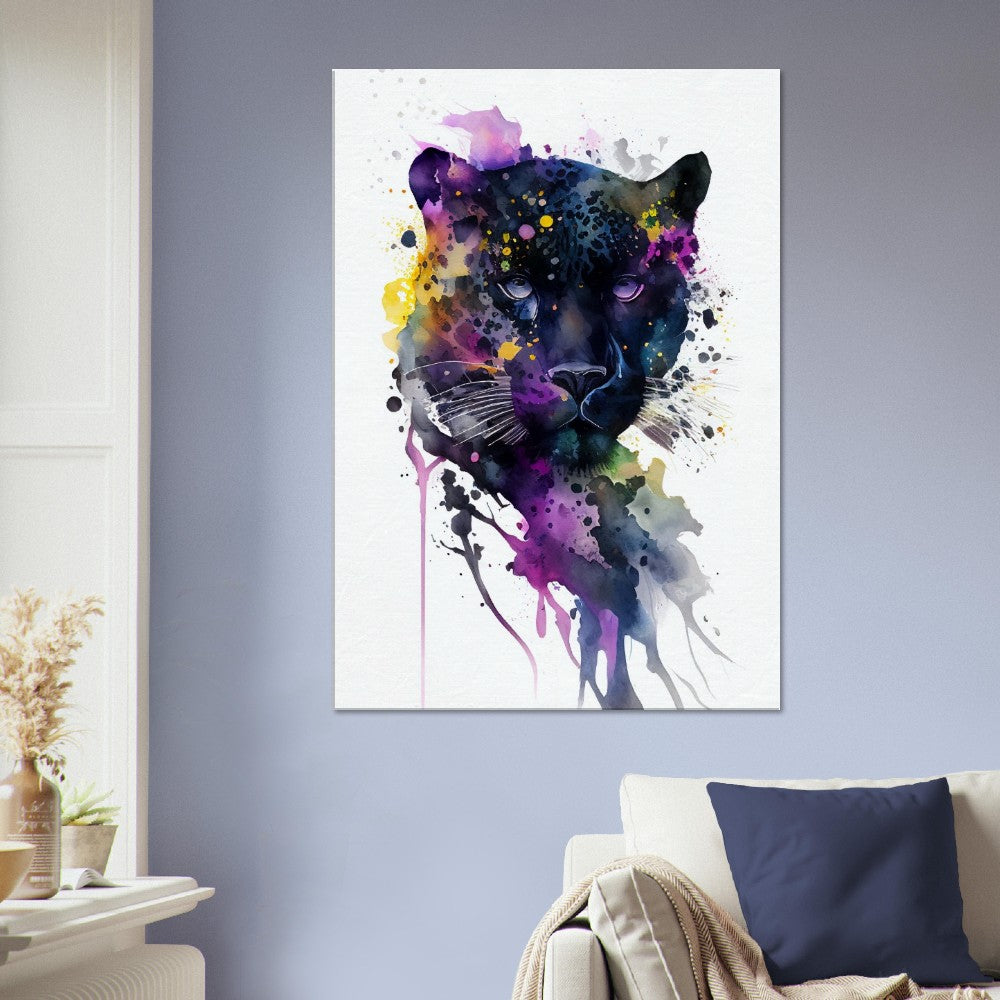 Panther Watercolor Canvas Art: Mysterious Big Cat Decor