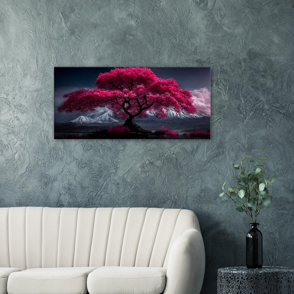 Mount Fuji Cherry Blossom Canvas Art: Serene Japanese Landscape