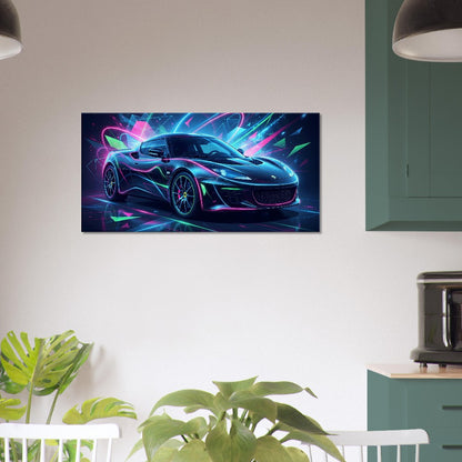 Lotus Evora Neon Art | Canvas Wall Decor | Car Aesthetic Print - Canvas Art