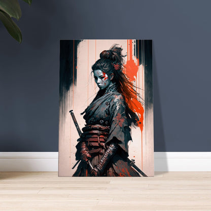 Cyberpunk Samurai Canvas Art: Futuristic Yakuza Bounty Hunter