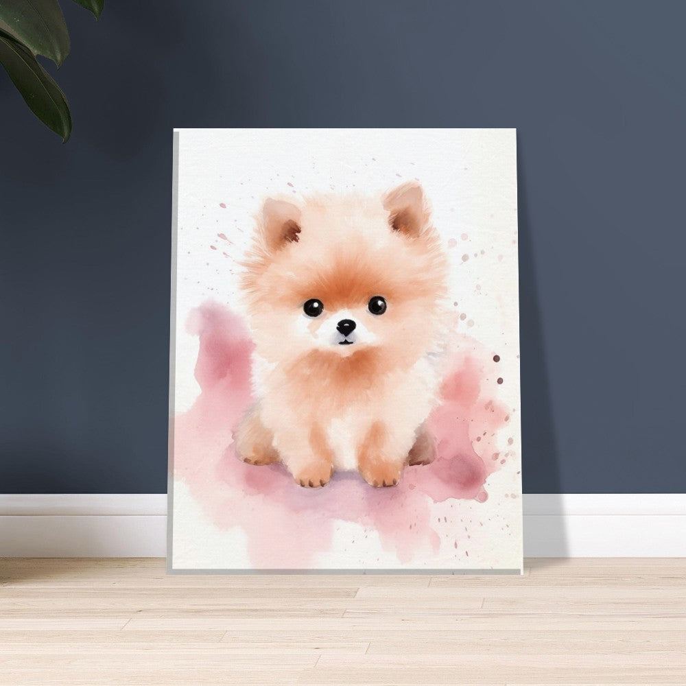 Watercolor Pomeranian Puppy Art Print on Canvas