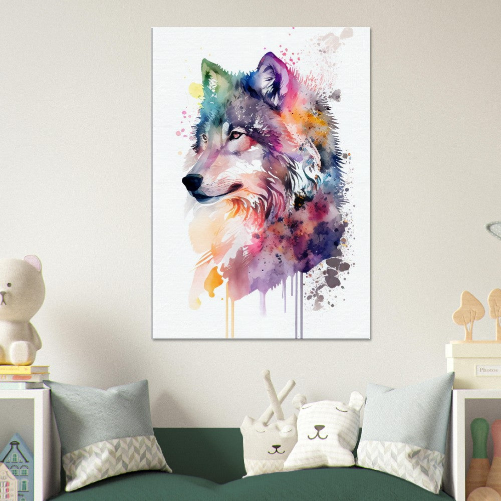 Watercolor Wolf Art Print: Majestic Animal Canvas Wall Decor