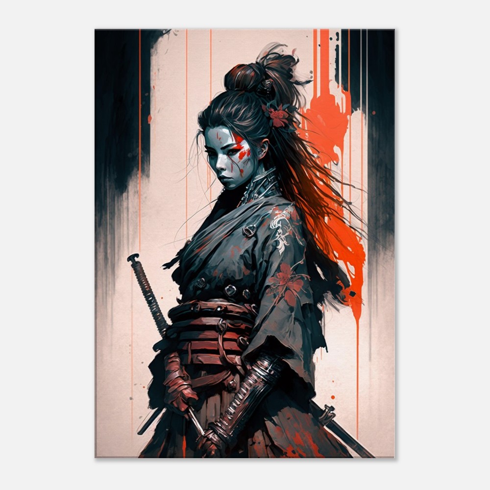 Cyberpunk Samurai Canvas Art: Futuristic Yakuza Bounty Hunter