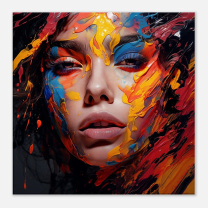 Colorful Woman Face Art Print – canvas wall art by Endozi Designs, view 1