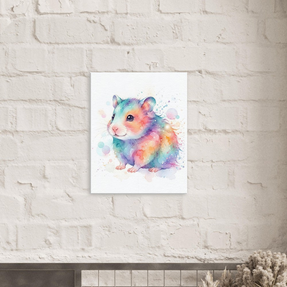 Baby Hamster Watercolor Art | Animal Canvas Print | Nursery Wall Decor - Canvas Art