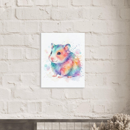 Baby Hamster Watercolor Art | Animal Canvas Print | Nursery Wall Decor - Canvas Art