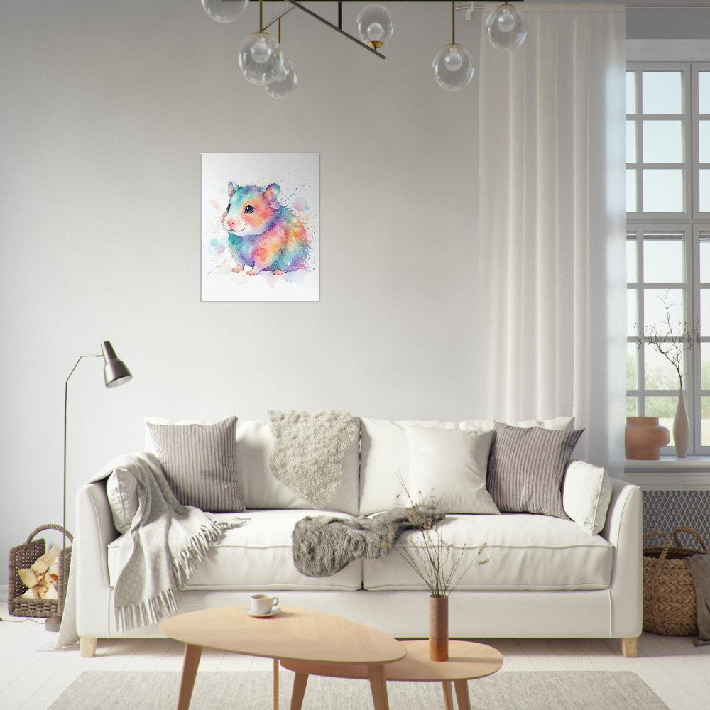 Baby Hamster Watercolor Art | Animal Canvas Print | Nursery Wall Decor - Canvas Art