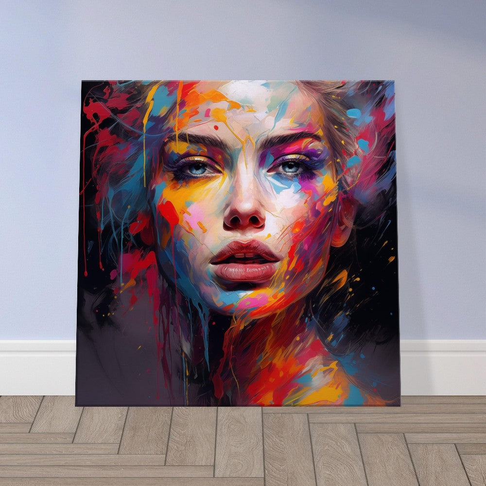Abstract Woman Face Canvas Art: Colorful Silhouette in Bloom