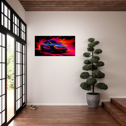 Tesla Cybertruck Abstract Canvas Art | Futuristic Neon Vehicle Decor