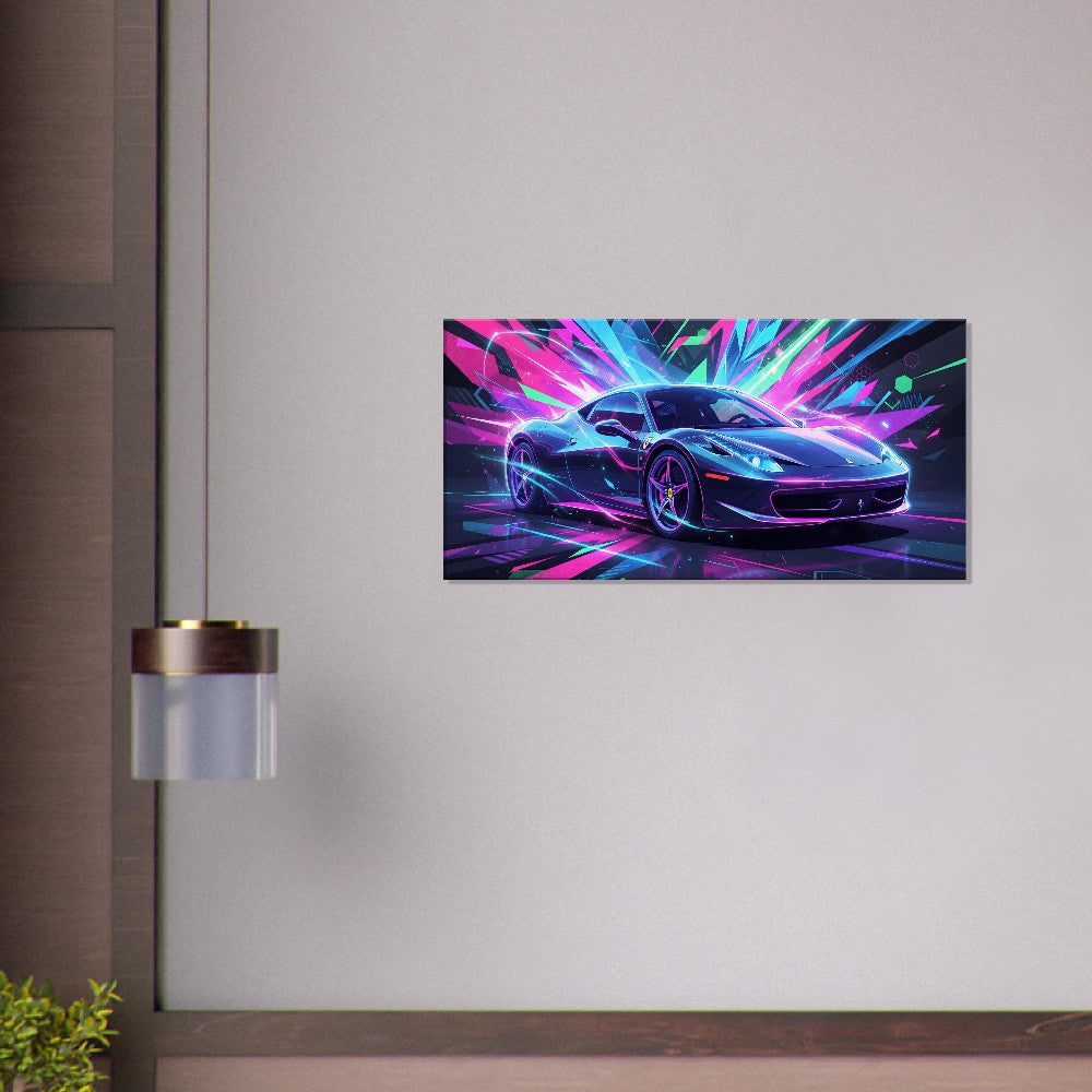 Ferrari 458 Italia Neon Art | Canvas Print | Wall Decor - Canvas Art