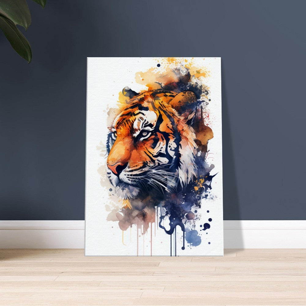 Majestic Tiger Watercolor Art Print - Big Cat Canvas Decor