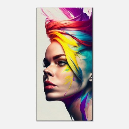 Colorful Hair Woman Canvas Print: Vibrant Portrait Wall Art