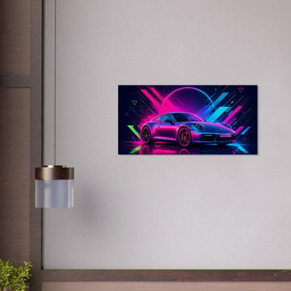 Porsche 911 Carrera S Neon Art | Canvas Print | Wall Decor - Canvas Art