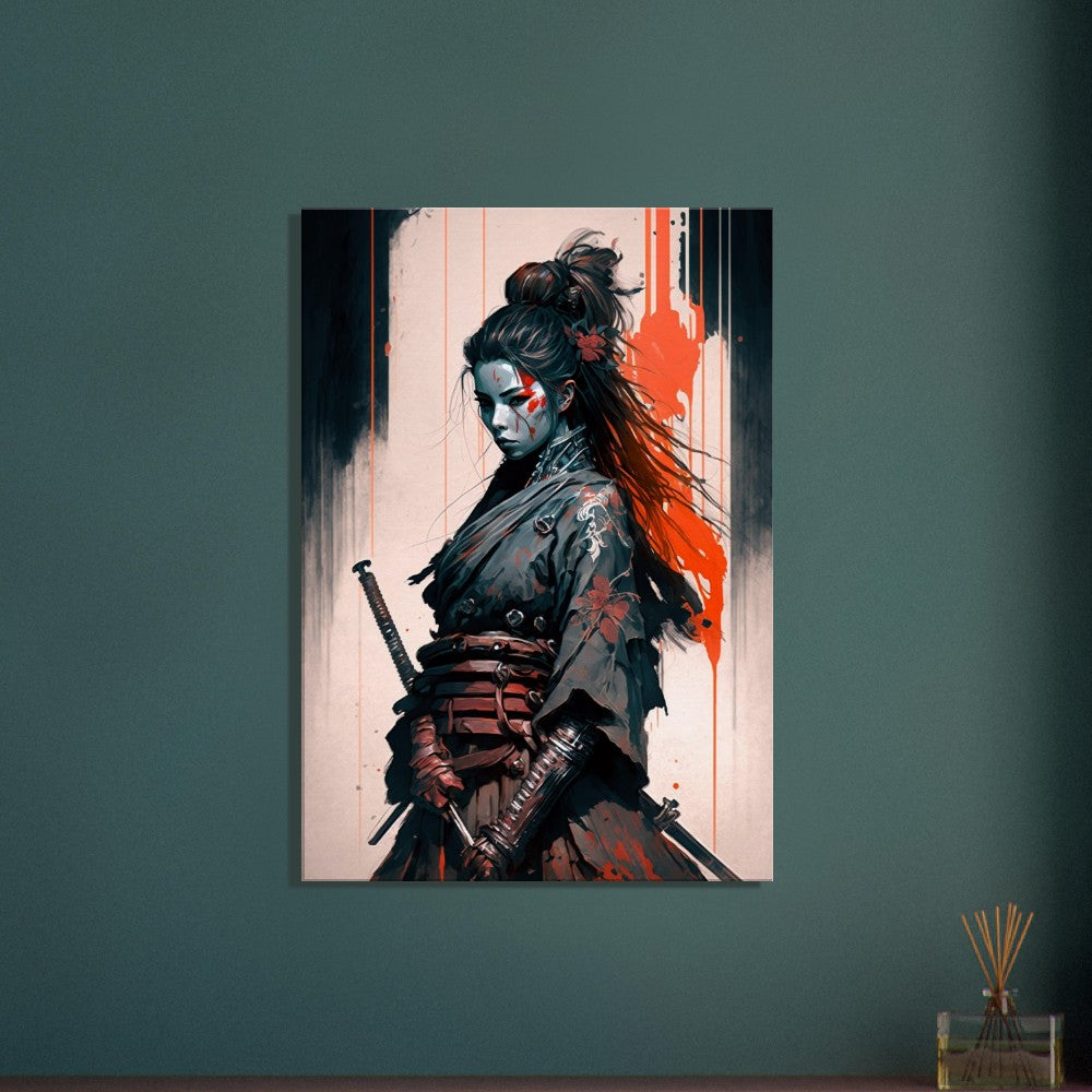 Cyberpunk Samurai Canvas Art: Futuristic Yakuza Bounty Hunter