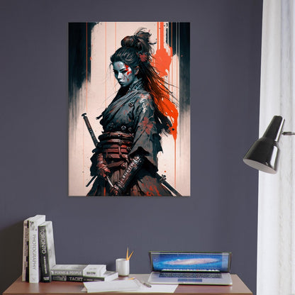 Cyberpunk Samurai Canvas Art: Futuristic Yakuza Bounty Hunter