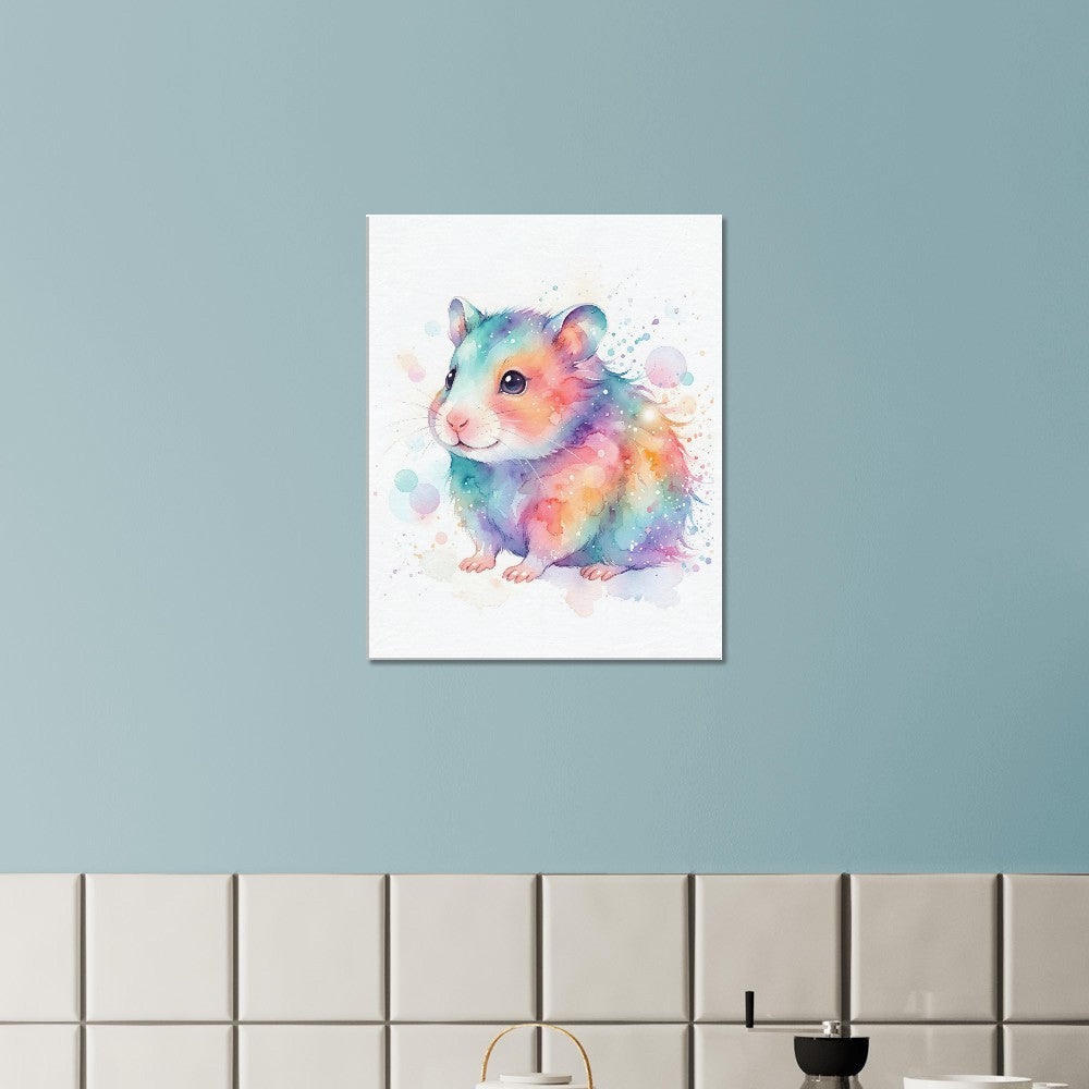 Baby Hamster Watercolor Art | Animal Canvas Print | Nursery Wall Decor - Canvas Art