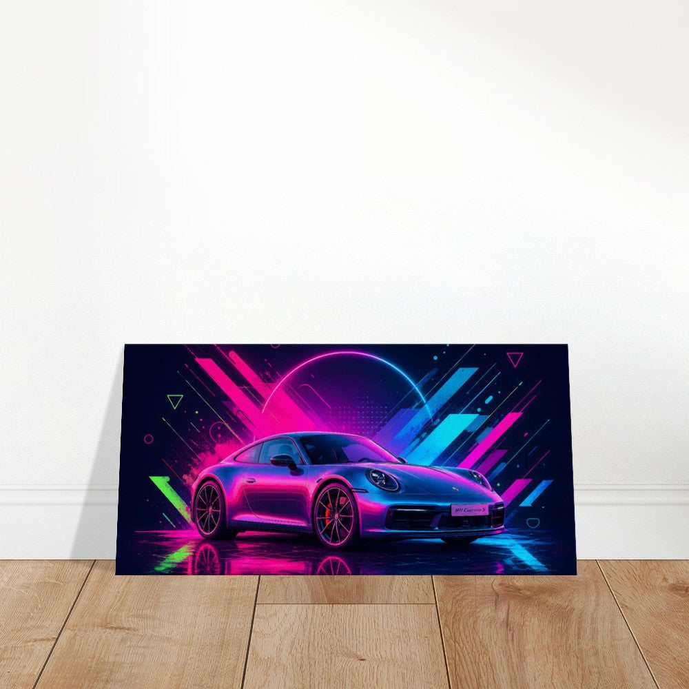 Porsche 911 Carrera S Neon Art | Canvas Print | Wall Decor - Canvas Art