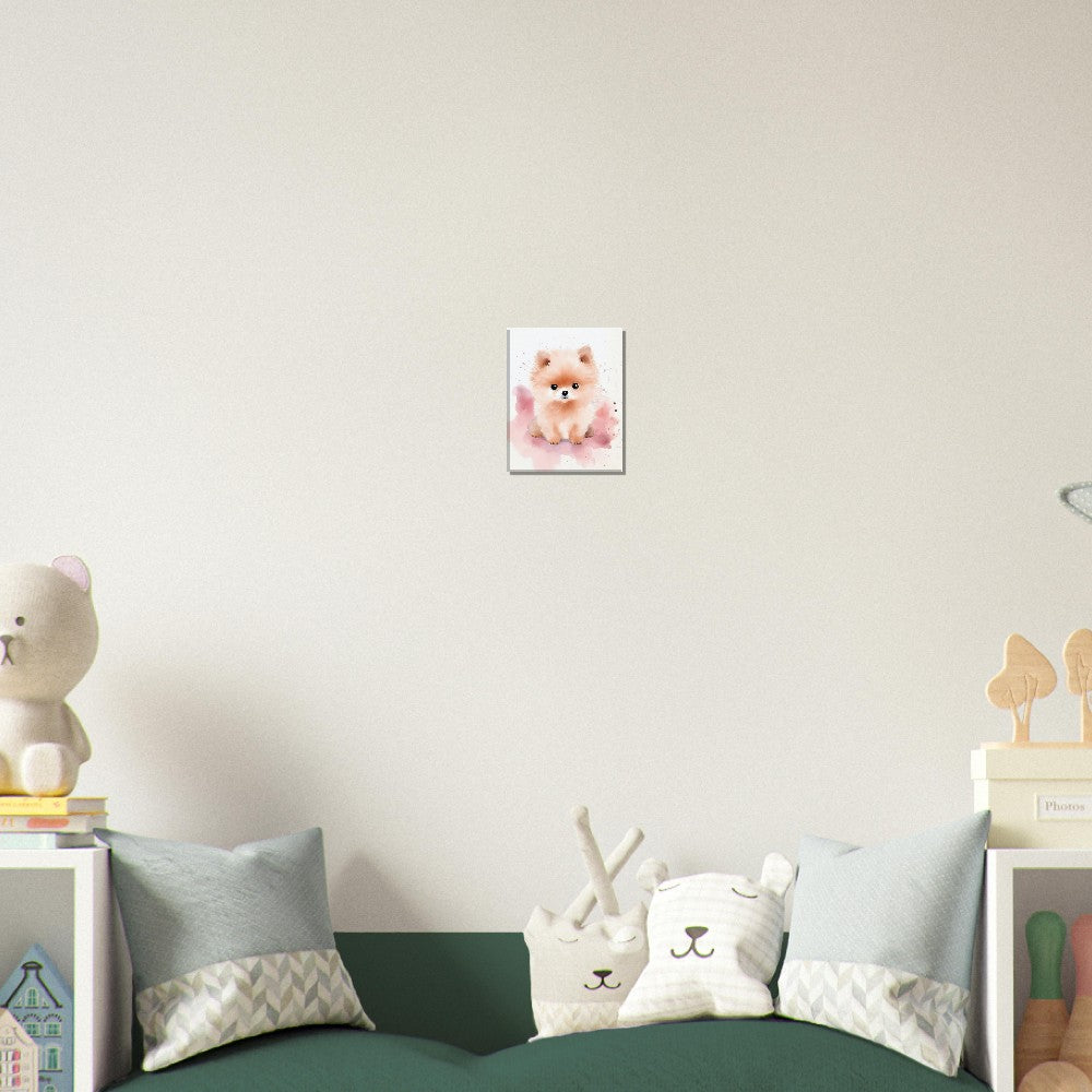 Watercolor Pomeranian Puppy Art Print on Canvas
