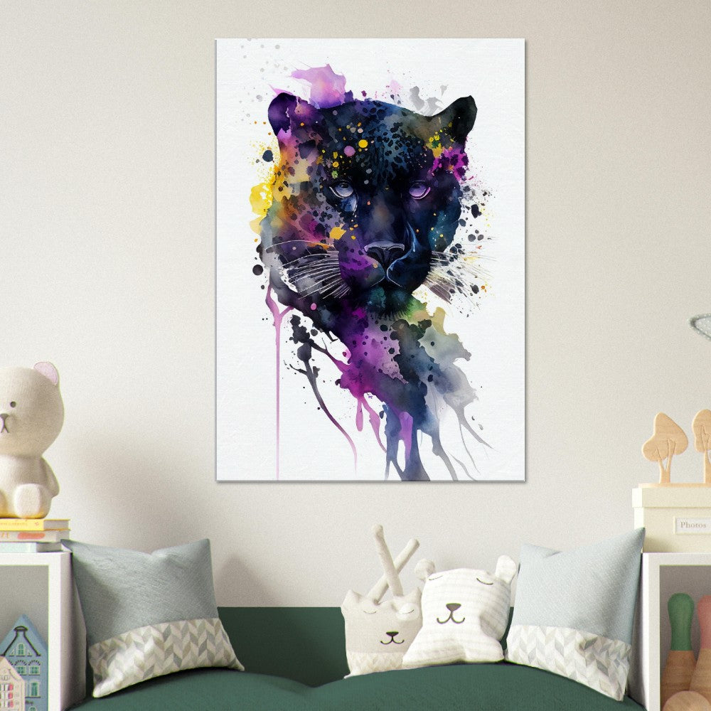 Panther Watercolor Canvas Art: Mysterious Big Cat Decor