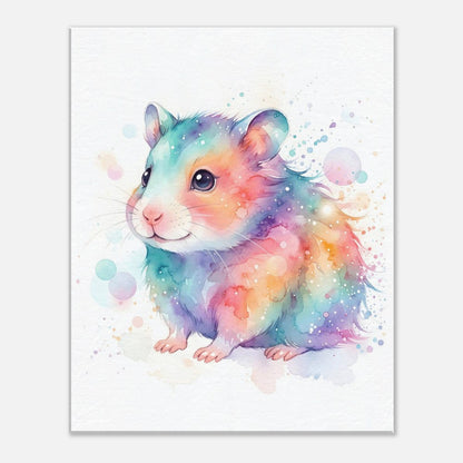 Baby Hamster Watercolor Art | Animal Canvas Print | Nursery Wall Decor - Canvas Art