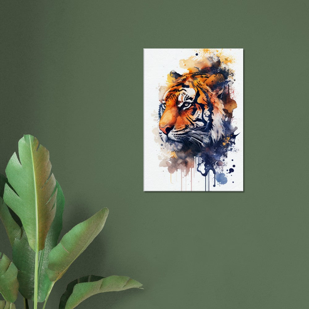 Majestic Tiger Watercolor Art Print - Big Cat Canvas Decor