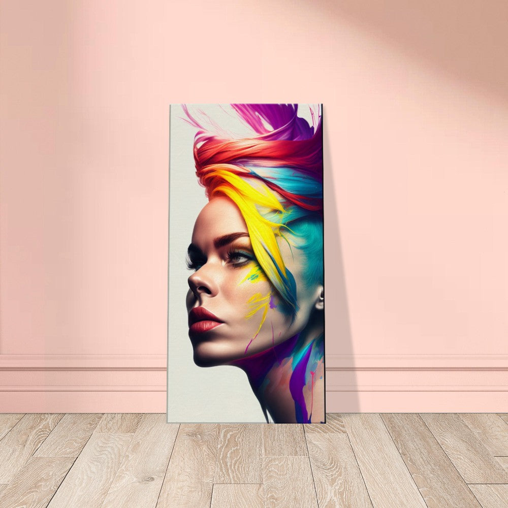 Colorful Hair Woman Canvas Print: Vibrant Portrait Wall Art