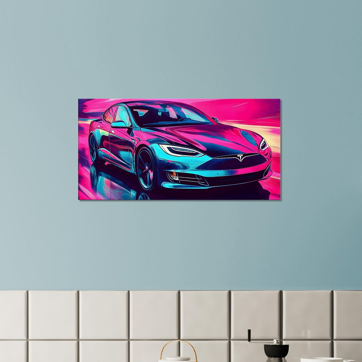 2026 Tesla Model S Neon Art – canvas wall art by Endozi Designs, view 7